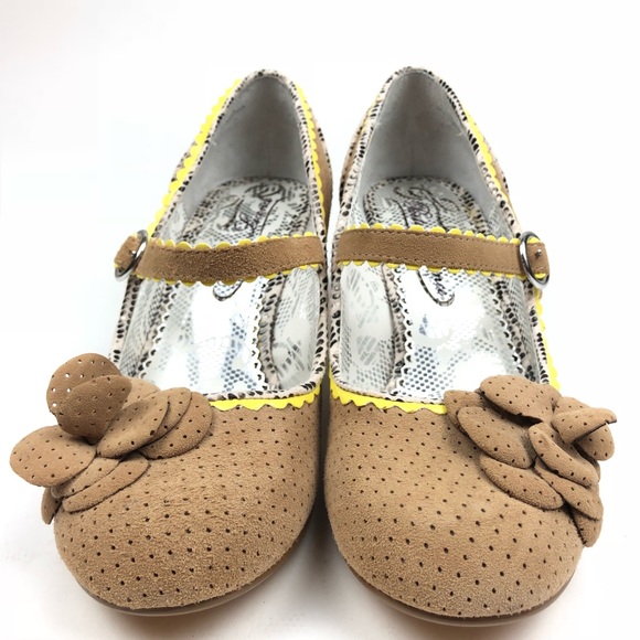 POETIC LICENCE shoes 7.5 brown yellow suede flower - Picture 5 of 8